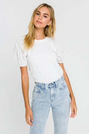 ENGLISH FACTORY - Women Knit Puff Sleeve Shirt - TOPS available at Objectrare