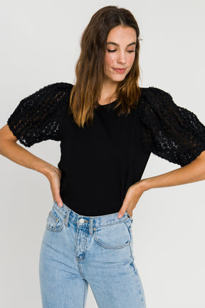 LA'VEN - Floral Embellishment Combo T-Shirt - T-SHIRTS available at Objectrare