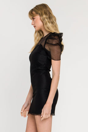 ENDLESS ROSE - Puffed Sleeve Organza Dress - DRESSES available at Objectrare
