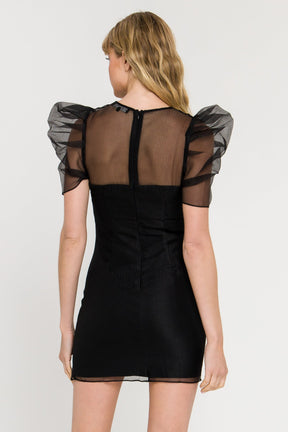 ENDLESS ROSE - Puffed Sleeve Organza Dress - DRESSES available at Objectrare