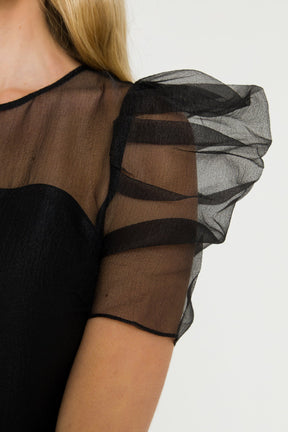 ENDLESS ROSE - Puffed Sleeve Organza Dress - DRESSES available at Objectrare
