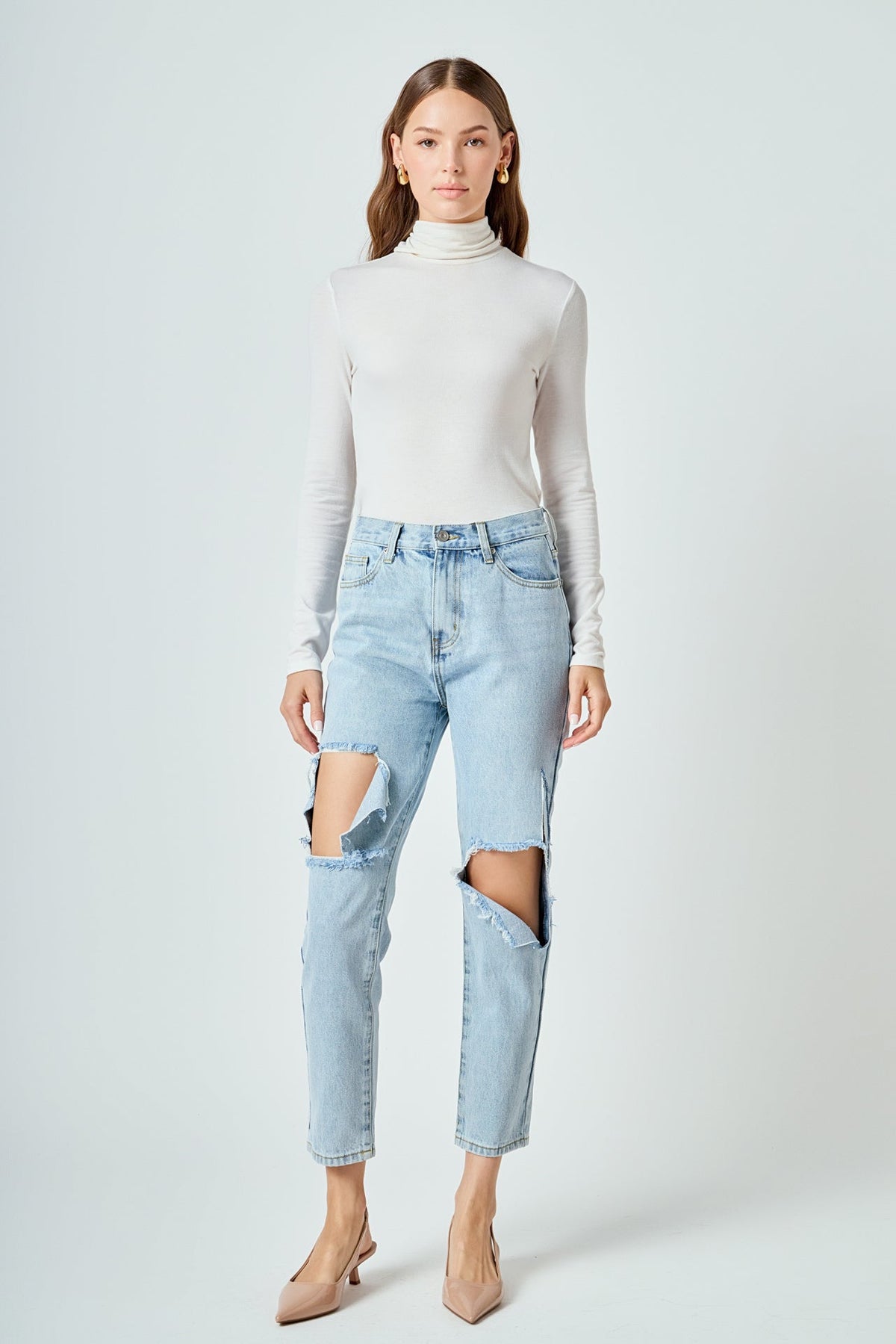 ENDLESS ROSE - Destroyed High Waisted Skinny Jeans - PANTS available at Objectrare