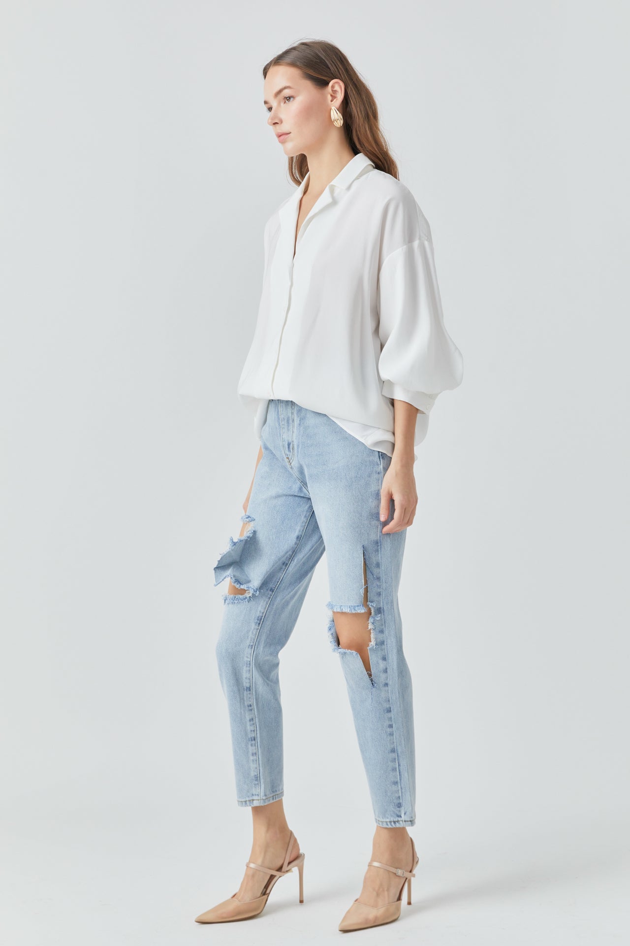 ENDLESS ROSE - Destroyed High Waisted Skinny Jeans - JEANS available at Objectrare