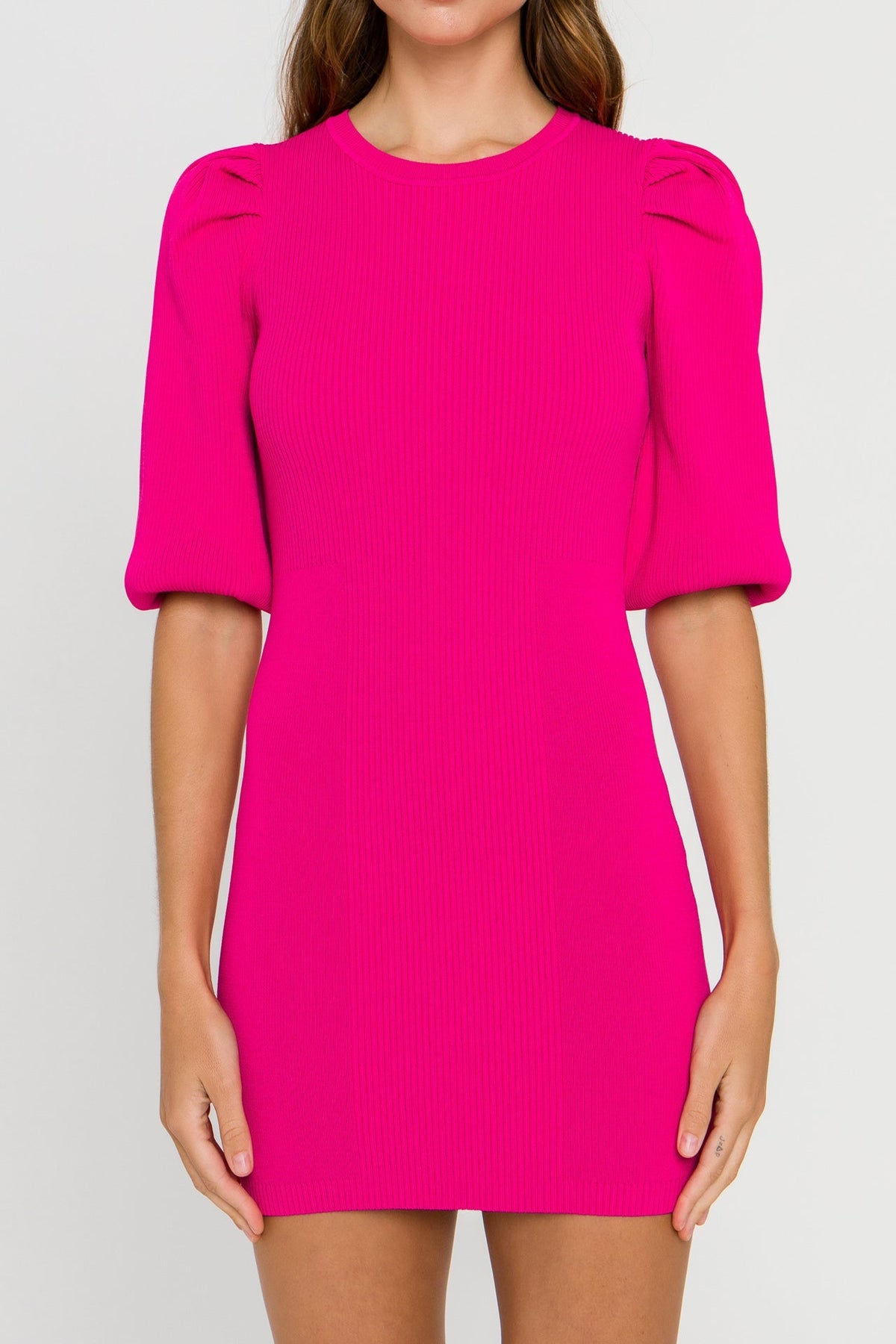 ENDLESS ROSE - Puff Sleeve Knit Dress - DRESSES available at Objectrare