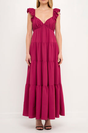ENDLESS ROSE - Ruffle Sleeve Maxi Dress - DRESSES available at Objectrare