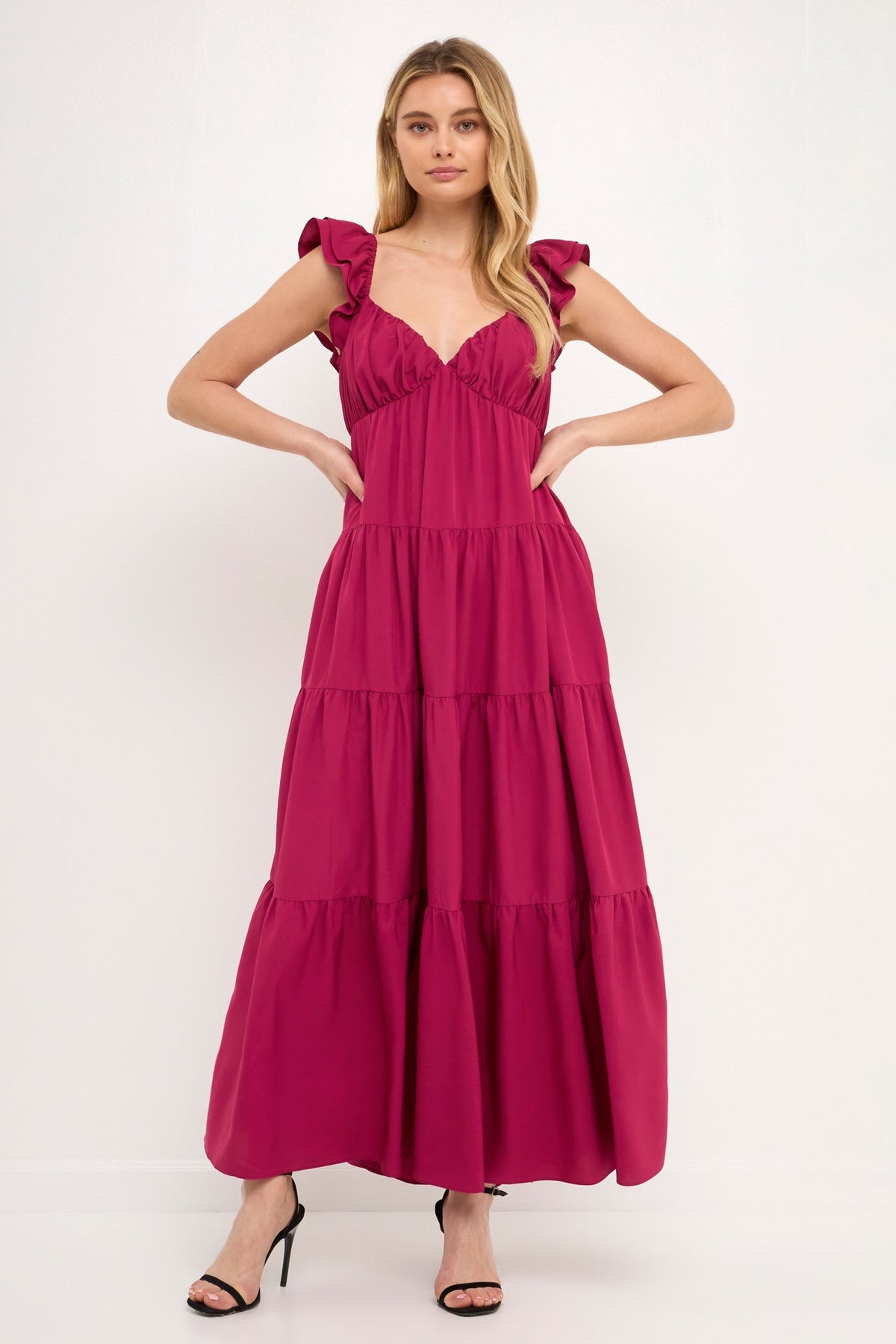 ENDLESS ROSE - Ruffle Sleeve Maxi Dress - DRESSES available at Objectrare