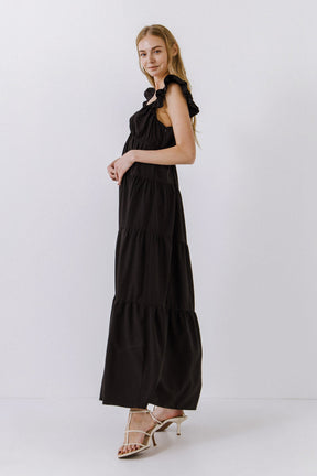 Free The Rose - Ruffle Sleeve Maxi Dress