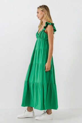 Free The Rose - Ruffle Sleeve Maxi Dress