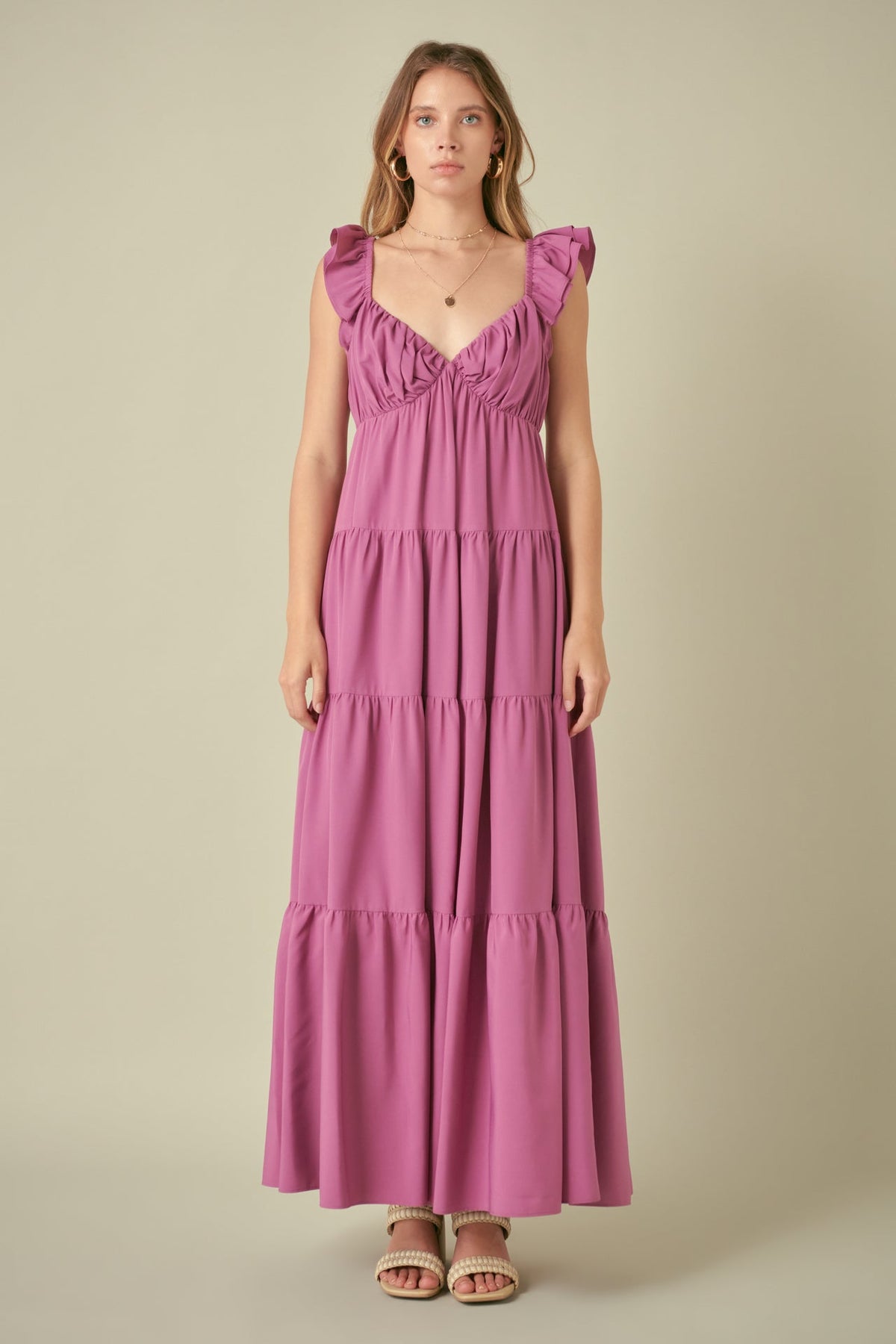 FREE THE ROSES - Ruffle Sleeve Maxi Dress - DRESSES available at Objectrare