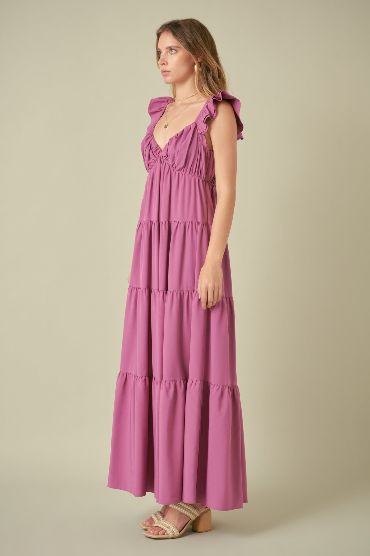 FREE THE ROSES - Ruffle Sleeve Maxi Dress - DRESSES available at Objectrare
