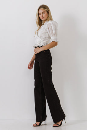 ENDLESS ROSE - Check Print Linen Wrap Top - TOPS available at Objectrare