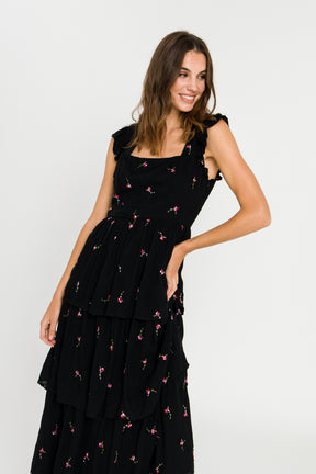 FREE THE ROSES - Floral Embroidery Maxi Dress - DRESSES available at Objectrare