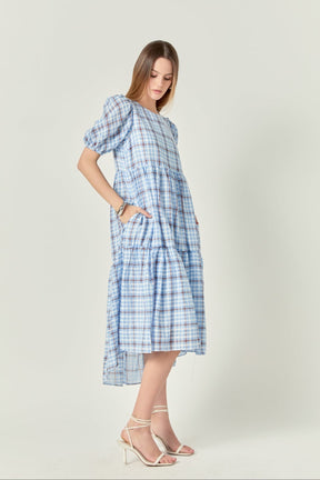 ENGLISH FACTORY - Check Print Midi Dress - DRESSES available at Objectrare