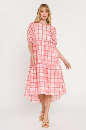 ENGLISH FACTORY - Check Print Midi Dress - DRESSES available at Objectrare