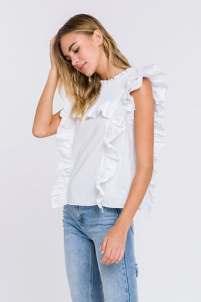 ENGLISH FACTORY - English Factory - Poplin Smocked Ruffled Top - TOPS available at Objectrare