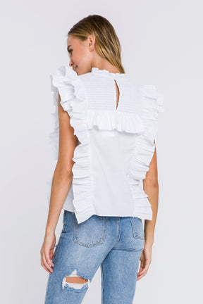 ENGLISH FACTORY - English Factory - Poplin Smocked Ruffled Top - TOPS available at Objectrare