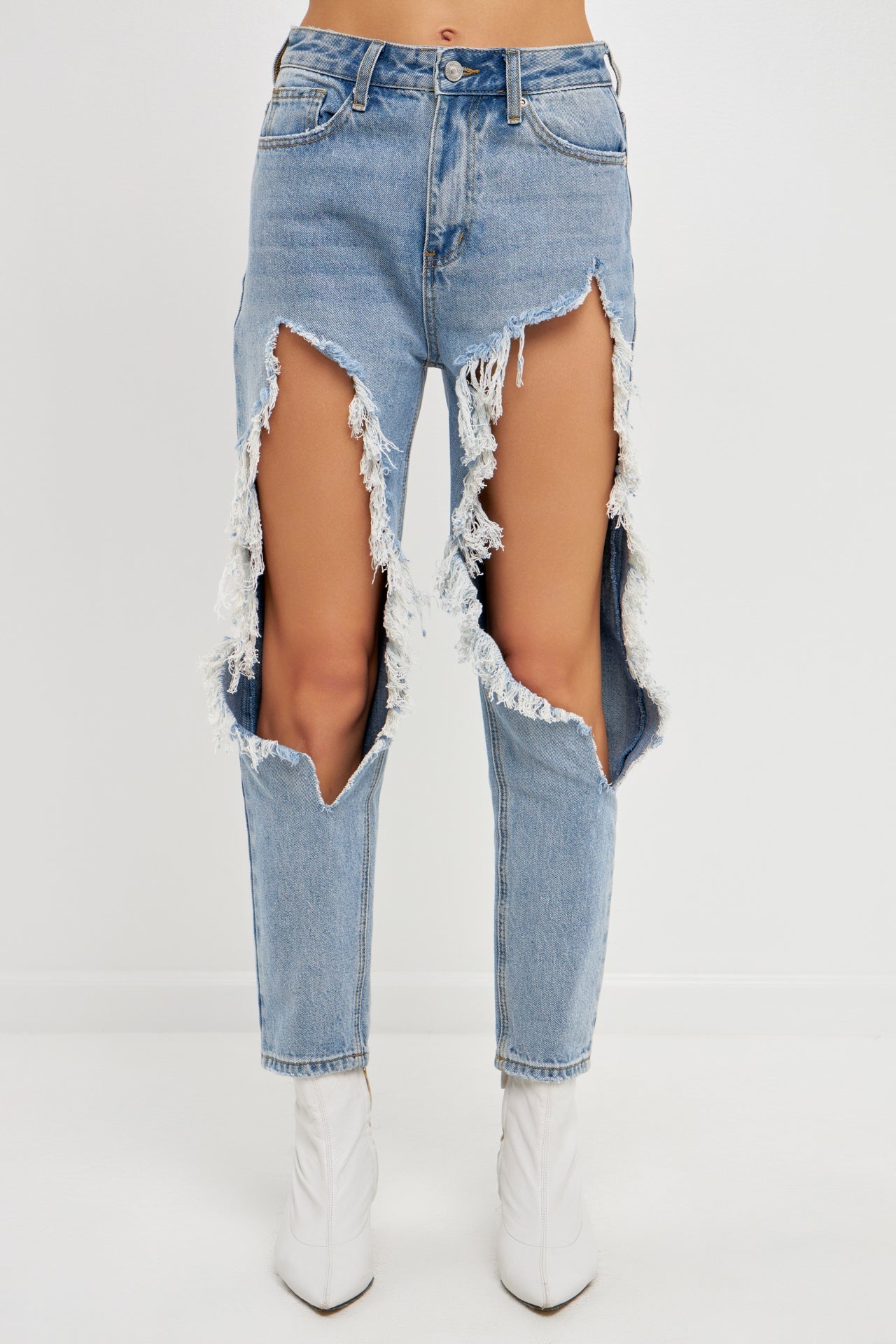 ENDLESS ROSE - High Waist Destroyed Jeans - JEANS available at Objectrare