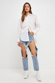 ENDLESS ROSE - High Waist Destroyed Jeans - JEANS available at Objectrare