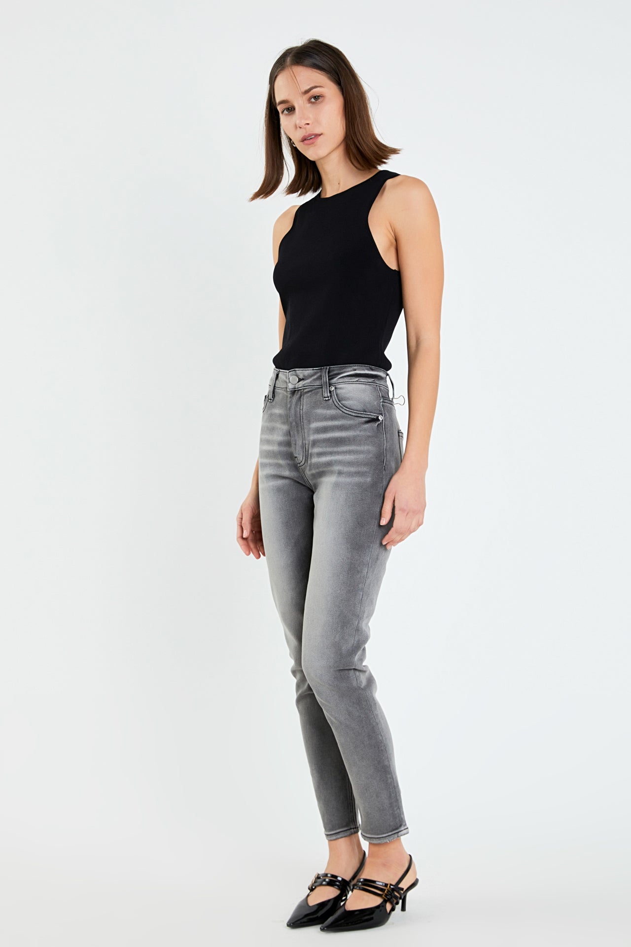 ENGLISH FACTORY - English Factory - Midi Rise Skinny Jeans - JEANS available at Objectrare