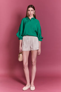 ENGLISH FACTORY - Balloon Sleeve Blouse - TOPS available at Objectrare