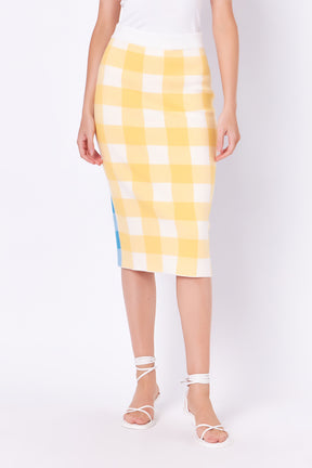 ENGLISH FACTORY - Multi Gingham Pencil Skirt - SKIRTS available at Objectrare