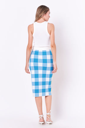 Multi Gingham Pencil Skirt