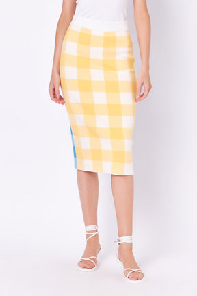 ENGLISH FACTORY - Multi Gingham Pencil Skirt - SKIRTS available at Objectrare