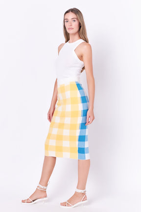 ENGLISH FACTORY - Multi Gingham Pencil Skirt - SKIRTS available at Objectrare