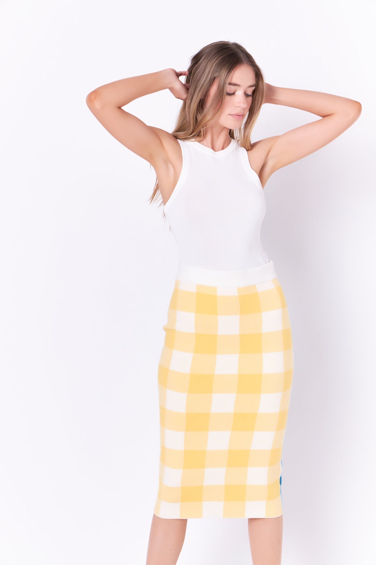 ENGLISH FACTORY - Multi Gingham Pencil Skirt - SKIRTS available at Objectrare