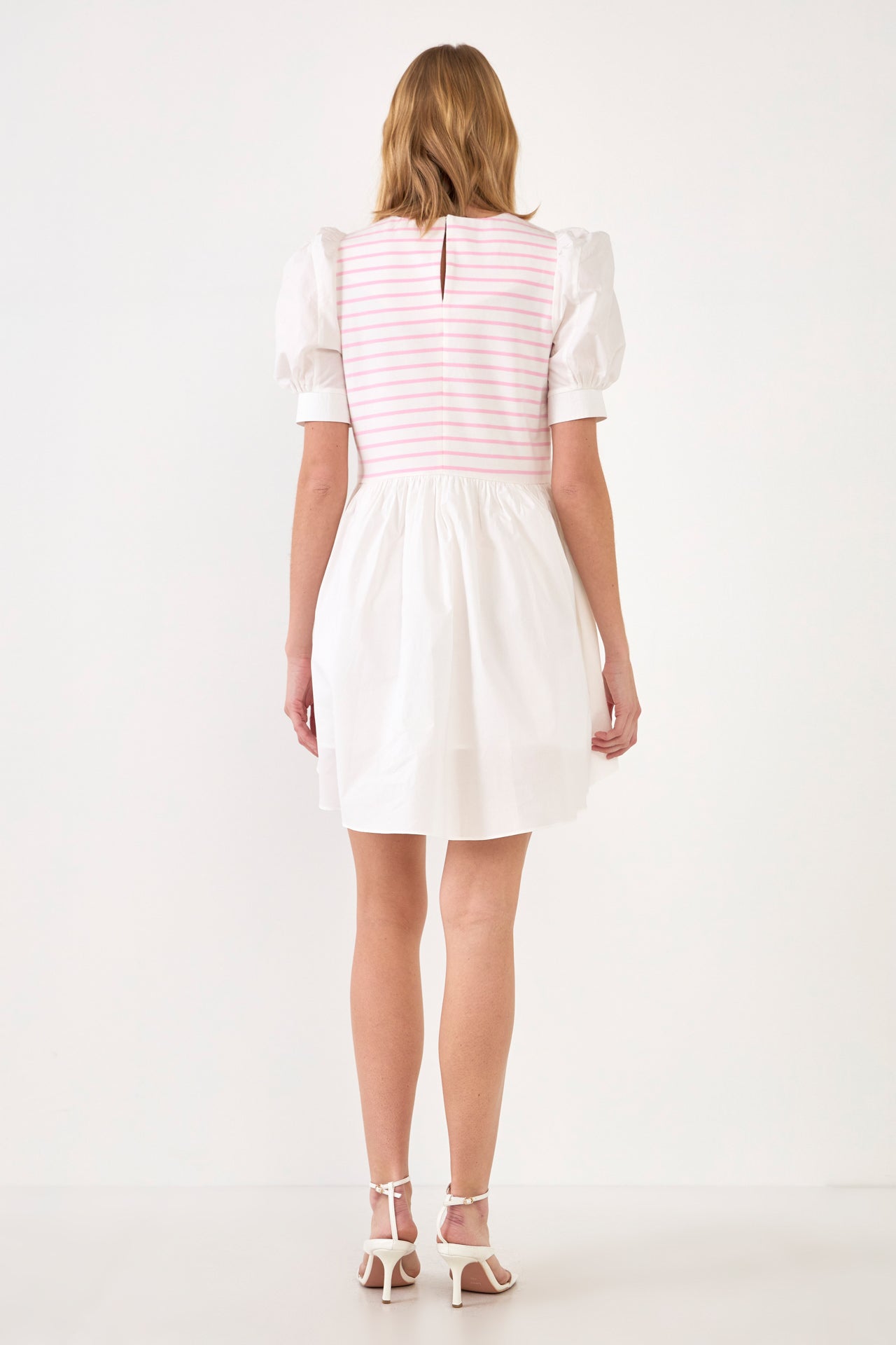 Puff Sleeve High Low Knit Combo Dress