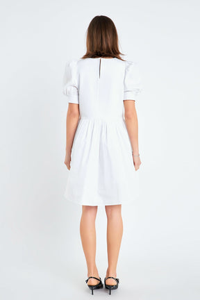 ENGLISH FACTORY - English Factory - Puff Sleeve High Low Knit Combo Dress - DRESSES available at Objectrare