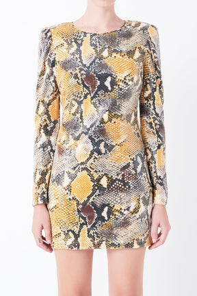 GREY LAB - Snakeskin Sequin Mini Dress - DRESSES available at Objectrare