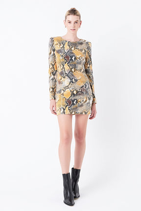GREY LAB - Snakeskin Sequin Mini Dress - DRESSES available at Objectrare