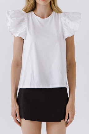 ENGLISH FACTORY - English Factory - Short Balloon Sleeve Top - T-SHIRTS available at Objectrare