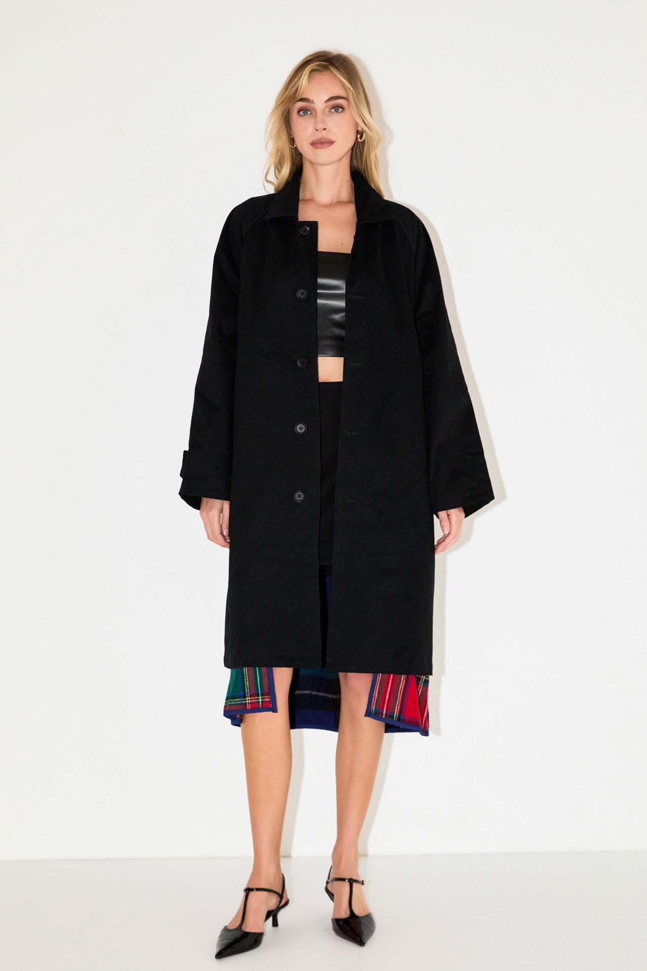 Reversible Check Long Coat