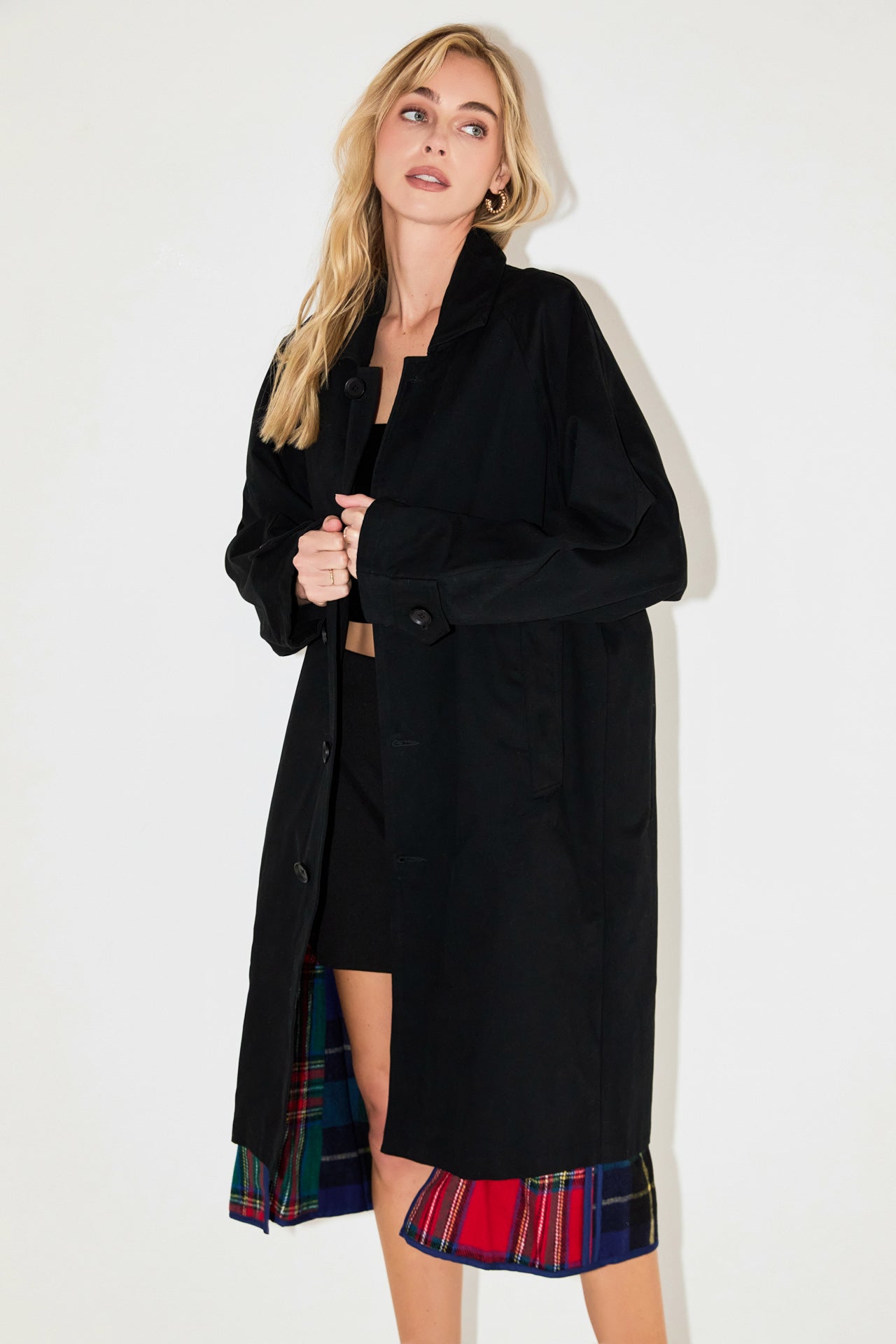 Reversible Check Long Coat