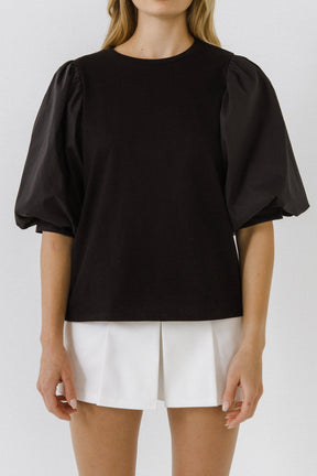 ENGLISH FACTORY - Poplin Sleeve Combo T-shirts - T-SHIRTS available at Objectrare