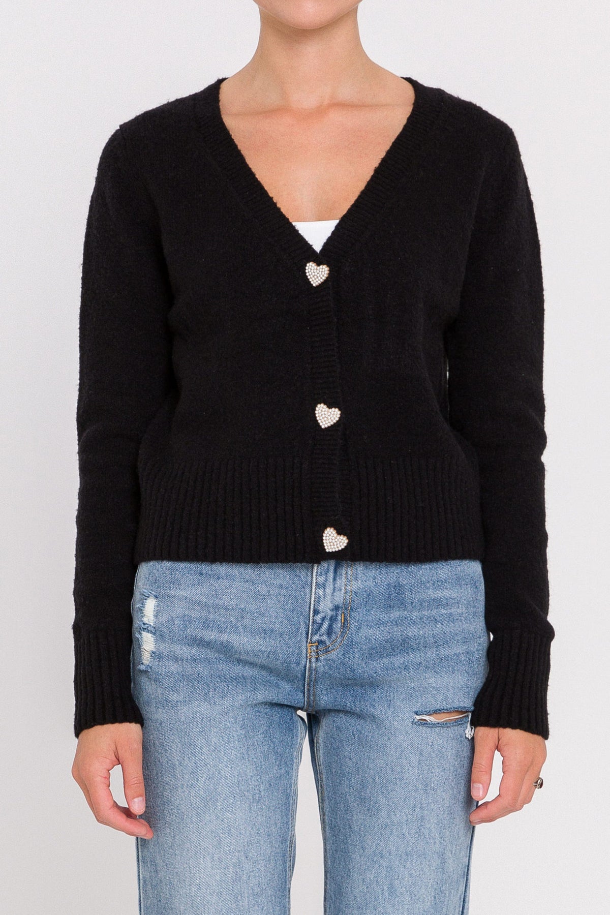 Heart Button Knit Cardigan