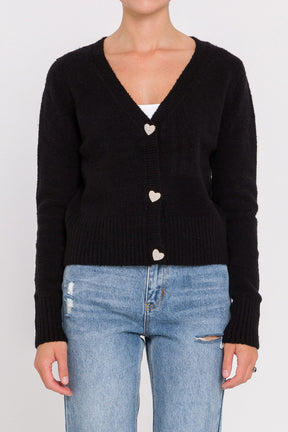 Heart Button Knit Cardigan