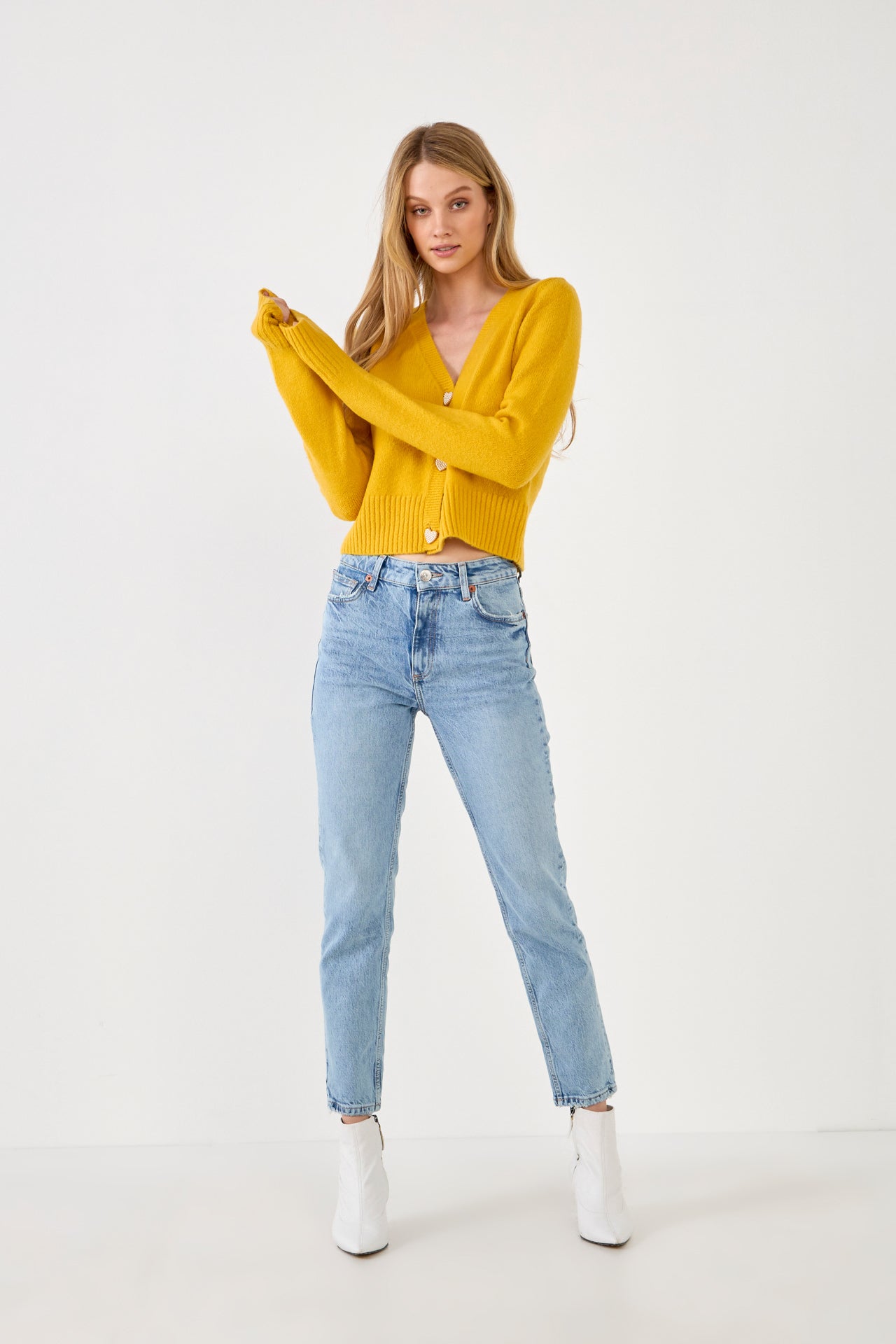 ENGLISH FACTORY - Heart Button Knit Cardigan - SWEATERS & KNITS available at Objectrare