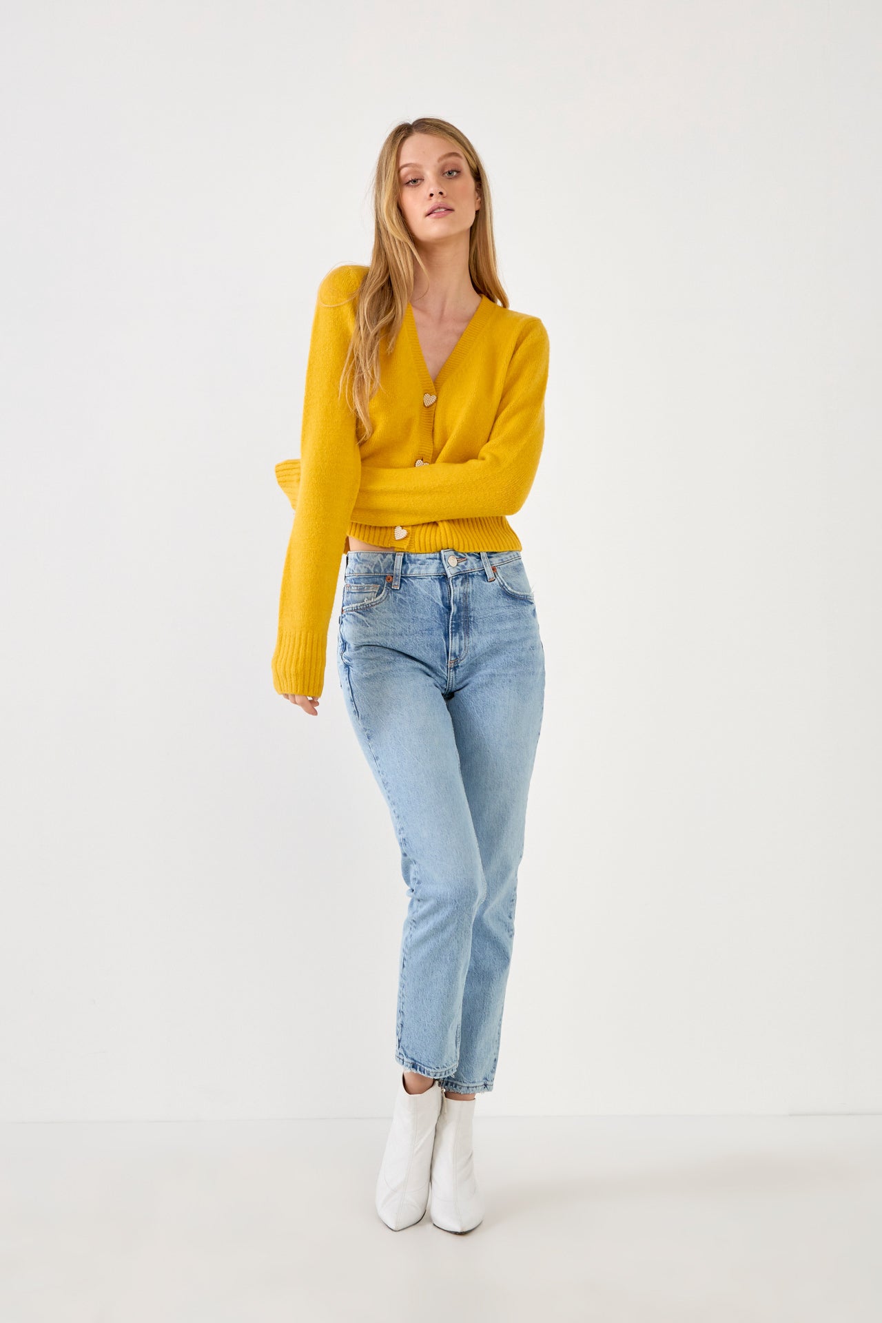 ENGLISH FACTORY - Heart Button Knit Cardigan - SWEATERS & KNITS available at Objectrare