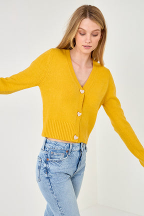 ENGLISH FACTORY - Heart Button Knit Cardigan - SWEATERS & KNITS available at Objectrare