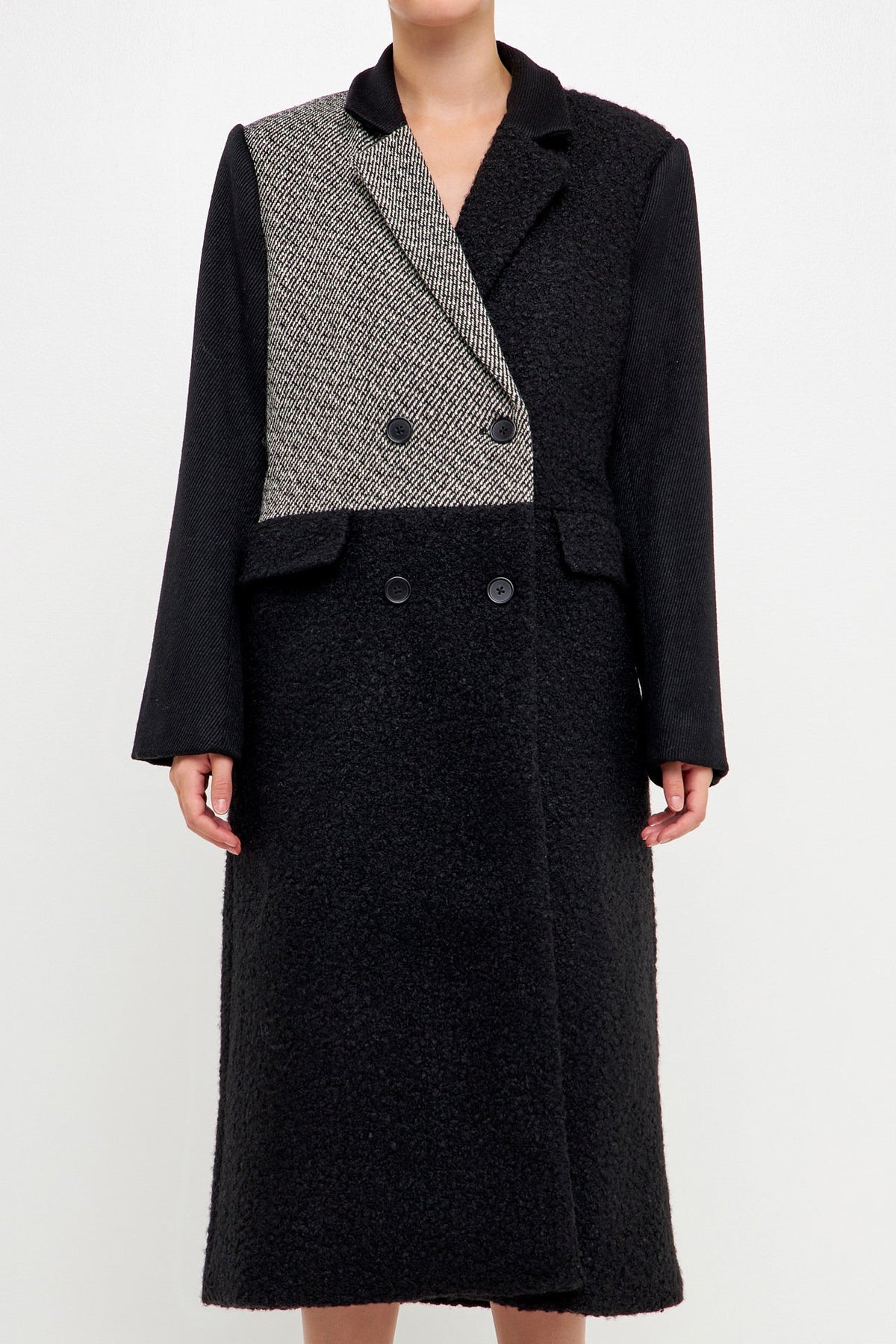 ENGLISH FACTORY - Mixed Media Long Coat - COATS available at Objectrare
