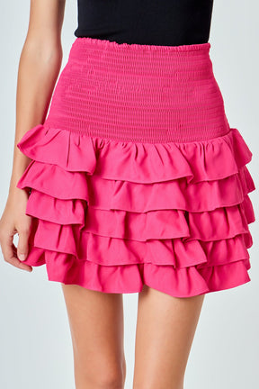 ENDLESS ROSE - Tiered Ruffle Mini Skirt - SKIRTS available at Objectrare