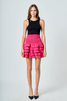 ENDLESS ROSE - Tiered Ruffle Mini Skirt - SKIRTS available at Objectrare