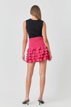 ENDLESS ROSE - Endless Rose - Tiered Ruffle Mini Skirt - SKIRTS available at Objectrare