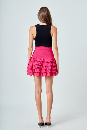 ENDLESS ROSE - Tiered Ruffle Mini Skirt - SKIRTS available at Objectrare