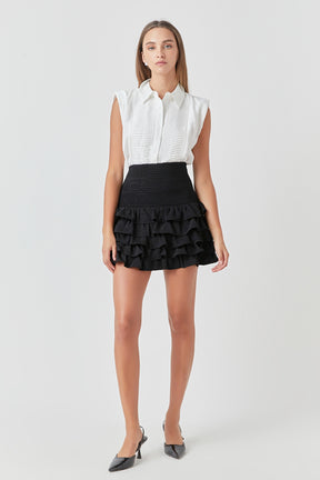 ENDLESS ROSE - Tiered Ruffle Mini Skirt - SKIRTS available at Objectrare