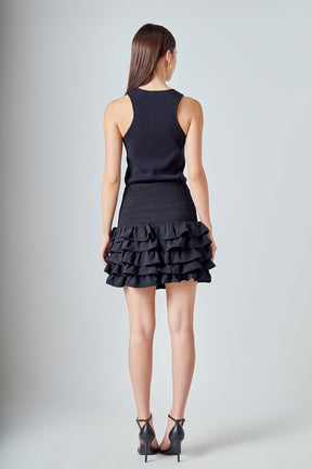 ENDLESS ROSE - Tiered Ruffle Mini Skirt - SKIRTS available at Objectrare
