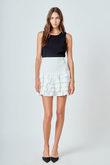 ENDLESS ROSE - Tiered Ruffle Mini Skirt - SKIRTS available at Objectrare
